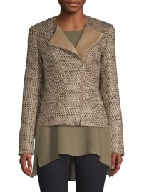 Lafayette 148 New York - Trista Tweed  amp  Leather Jacket at Saks Fifth Avenue